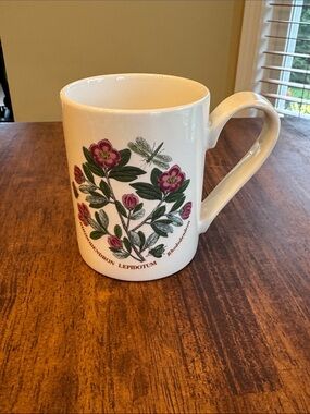 Like New Portmeirion Botanic Garden White Mug with Pink Rhododendron Pattern